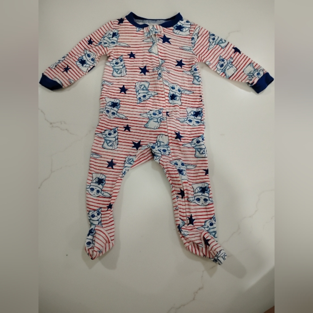 Striped Red and Blue Starwars Baby One Piece Size 6-9mo